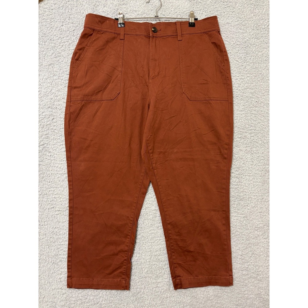 Comfortable Rust Orange Utility Pants Size 18 Petite Elastic Back Straight Leg